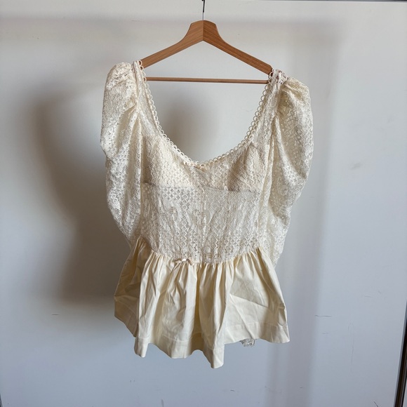 $289 NWT For Love & Lemons Doily Lace Mini Dress in Cream Sz Small S - Picture 11 of 16